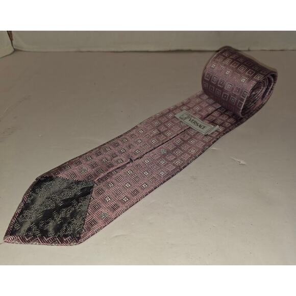 Vintage Versace Medusa Head Baroque Purple Metallic Silk Tie Made in Italy - Picture 1 of 6